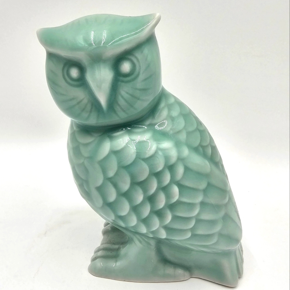Mint Green Ceramic Owl Figurine